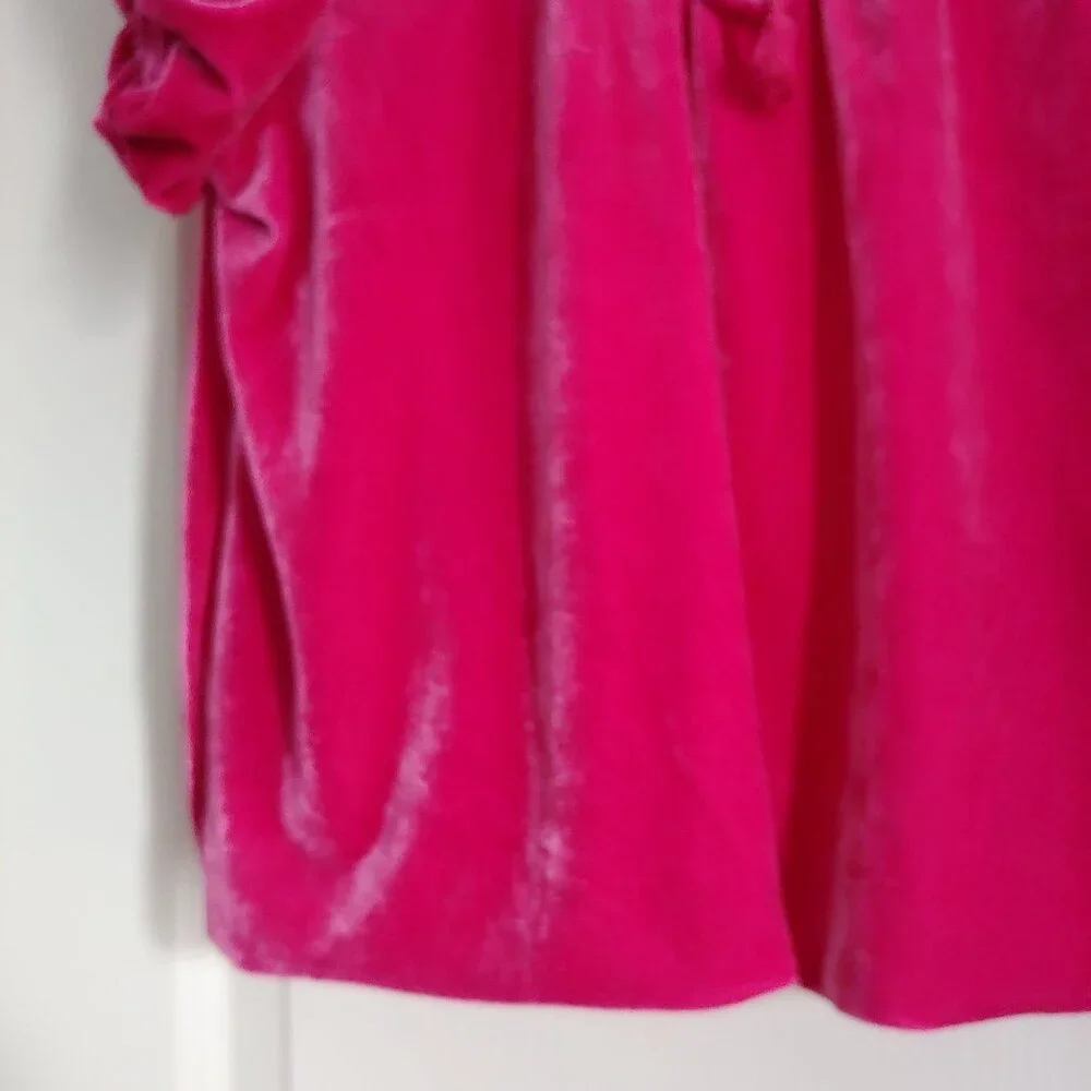 Free People Terese Velvet Short Sleeve Top Ruffle Coquette Twee Barbiecore Girly